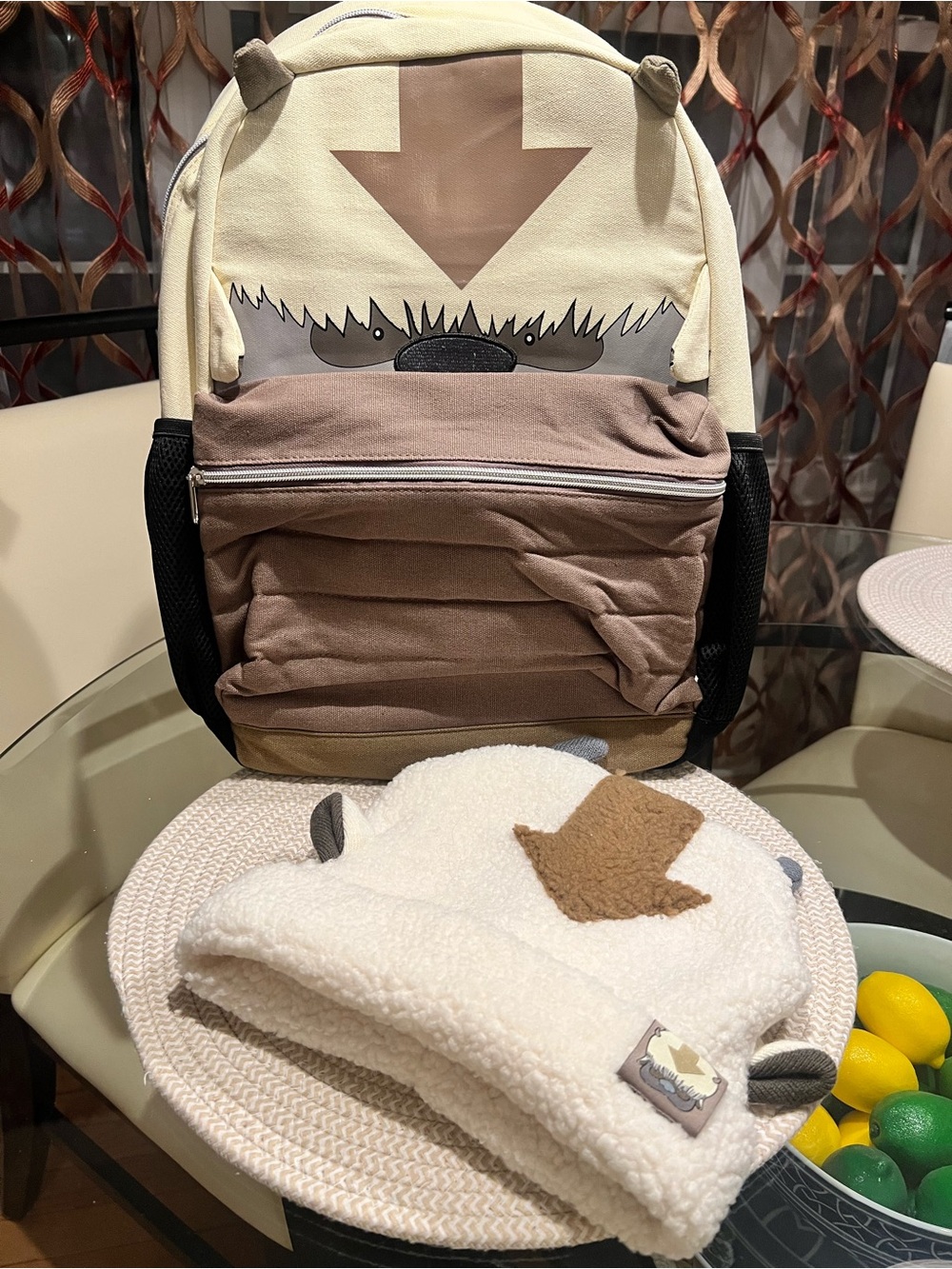 Avatar Appa Plush Backpack and Sherpa Style Cotton Hat - Combo!